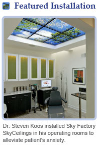 Dr. Steven Koos installed Sky Factory SkyCeilings in his operating rooms to alleviate patients' anxiety.